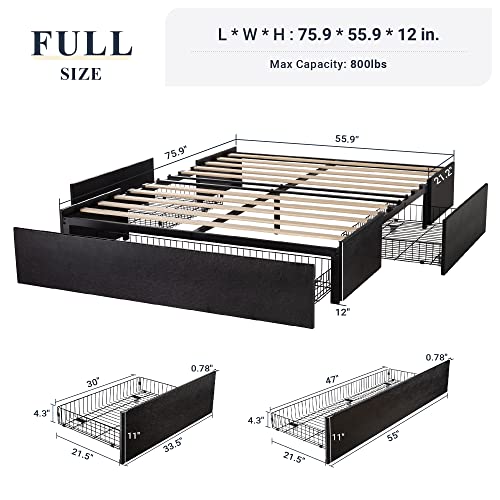 Black Platform Bed with Drawers, view 3