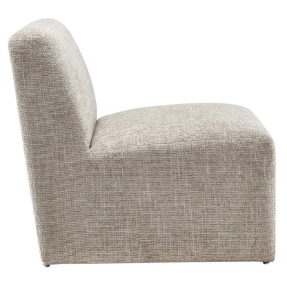 Amita Chenille Upholstered Oversized Accent Lounge Khaki – Plush, Comfy Slipper, Ideal, Armless Sofa Corner Chair for Reading Nook or Living Room Furniture