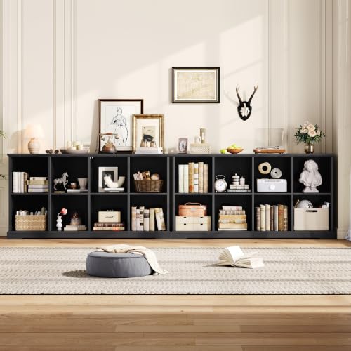 8 Cube Storage Organizer, Farmhouse Bookshelf with Storage, Black, view 6