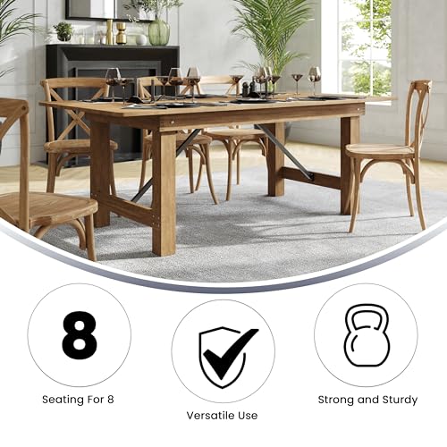 Hercules Series 7' x 40" Rustic Solid Pine Folding Dining Table, Rectangular Antique Farmhouse Dining and Event Extension Table