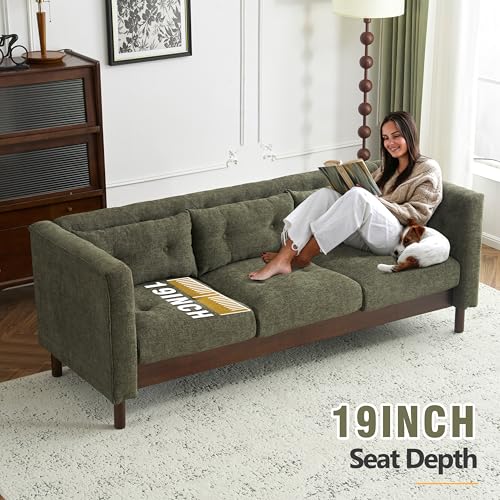 78" Linen Like Tufted Chaise Lounge, Modern Sofa with Solid Wooden Legs, view 5