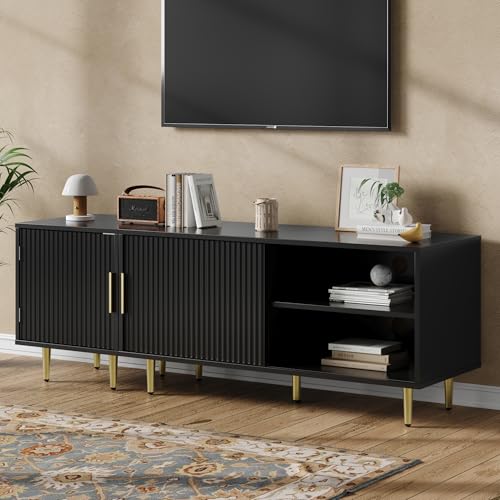 55" Combined Modern TV Stand for 55/60/65 Inch TV, Black, view 7