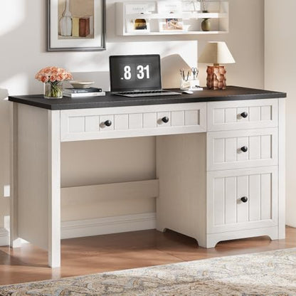 Farmhouse Executive Desk with 4 Drawers, Home Office Desk with File Drawer, view 2