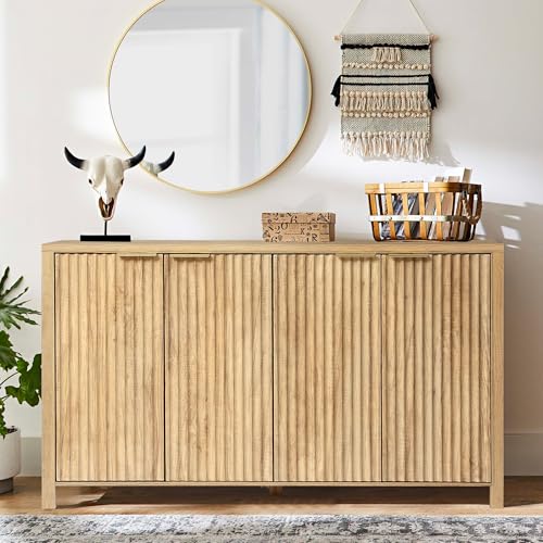 55" Fluted Sideboard Buffet Cabinet with Storage, Kitchen Credenza Cabinets, view 2