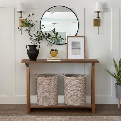 Solid Wood Console Tables - 43.3" Pinewood Farmhouse Rustic Hallway Table, Foyer Tables Living Room, Solid Firwood Sofa Table for Entryway, Brown