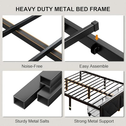 King Size Bed Frame with 2 Storage Drawers, view 7