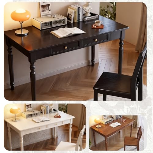 Solid Wood French Country Desk, Writing Desk with Storage Drawers, view 8