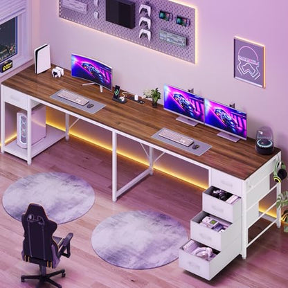 57" L Shaped Desk with 5 Drawers, view 3