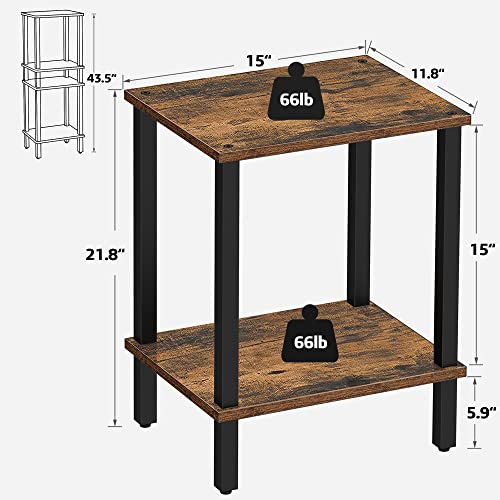 End Table, Set of 2, Side Table, Nightstand, 2-Tier Storage Shelf, Sofa Table for Small Space, Living Room, Bed Room TB01BB035
