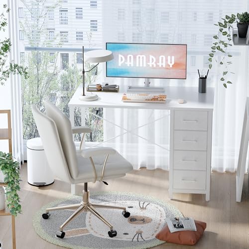 32 Inch Computer Desk with 4 Drawers Small Office Desk for Home Bedroom Study, view 3