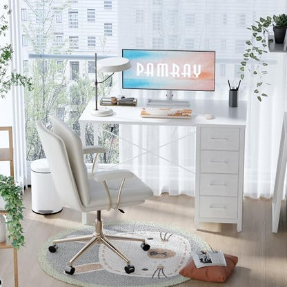 32 Inch Computer Desk with 4 Drawers Small Office Desk for Home Bedroom Study, view 3
