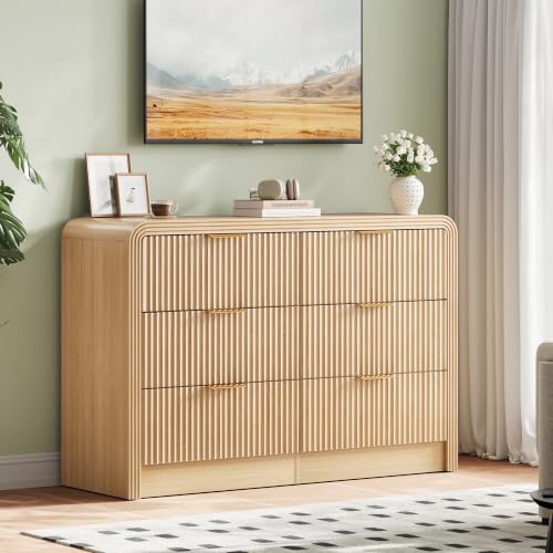 Fluted 6 Drawers Dresser, 47.2'' Wide Chest of Drawers for Bedroom, view 5
