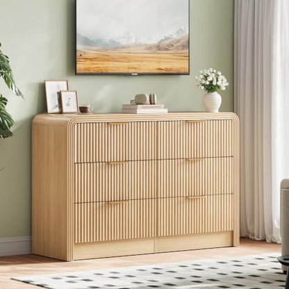 Fluted 6 Drawers Dresser, 47.2'' Wide Chest of Drawers for Bedroom, view 5