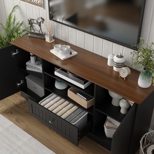63 in Farmhouse TV Stand with Door for TVs up to 70", Black, view 5
