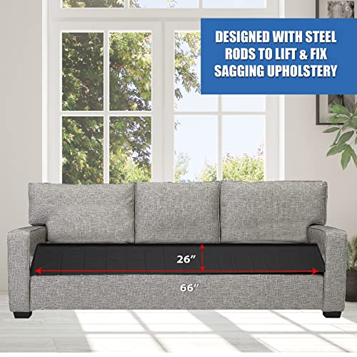 Furniture Fix Steel for Chair, Sofa, Loveseat, Mattress, or Couch-Cushion Support, Supercomfortable Nonslip Adjustable Seat Support, Extend Furniture Life, (66 x 26) Inches Deep (Black)