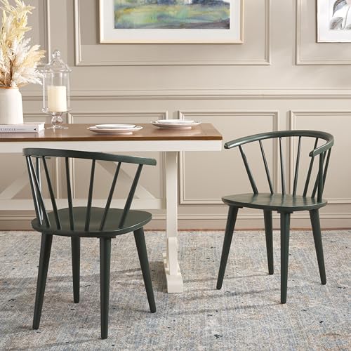 SAFAVIEH Furniture - Blanchard Side Chair Set of 4 - Garden Green - Solid Wood - Farmhouse Spindle Design - Ideal for Dining Room, Kitchen, Living Room, 18" Seat Height (AMH8512J-KIT2)