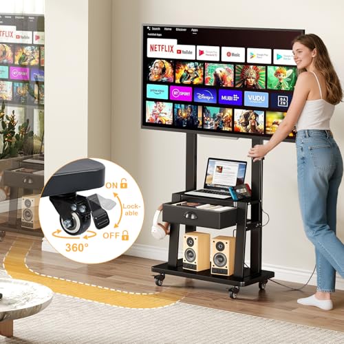 Rolling TV Stand with Power Outlet, view 7
