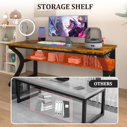 47.2 x 23.6 In Computer Desk Study Table PC Desk w/Storage for Home Office, view 7
