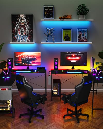 L Shaped Desk - 50" Reversible Home Office Computer Desk, Wood Top, Metal Frame, Side Bag, Sturdy Gaming Desk Corner Table for Work, Writing and Study, Space-Saving