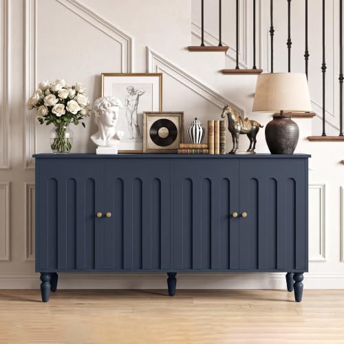 47” Arched Fluted Sideboard Buffet Cabinet with Storage, Blue, view 7