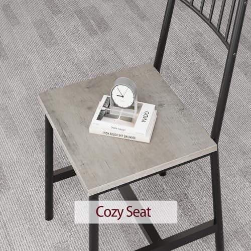 Dining Table Set for 4, Kitchen Table and Chairs for 4 with Wine Rack, Room Dining Table Set with Storage Benches, Rectangular Kitchen Table Set for Small Space, Apartment, Retro Gray