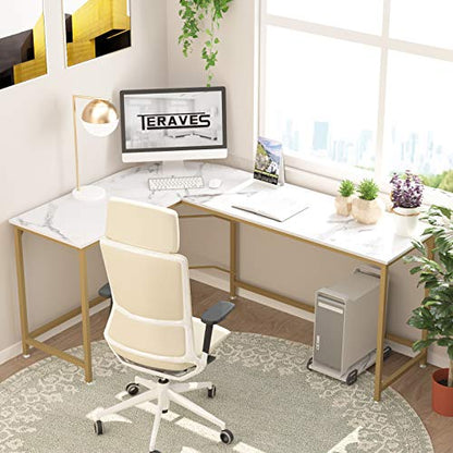 Reversible L Shaped Desk White, 66.1" Corner Gaming Computer Desk, view 5