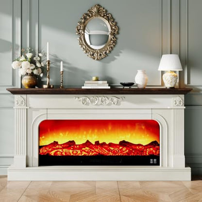 71inch Fireplace with Mantel Antique White TV Stand, view 2