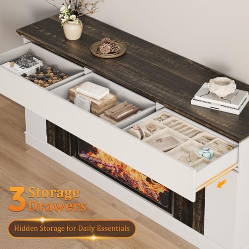 70" Fireplace TV Stand with 36" Electric Fireplace, view 7