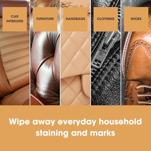 Leather Cleaning Wipes | 80 Count | 4-in-1 Clean, Nourish, Condition, & Restore Leather & Vinyl Furniture, Handbags, Jackets, Car Seats, Interiors & More | Residue & Streak-Free