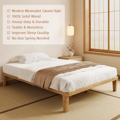 IOTXY Cal King Platform Bed Frame - 12" Solid Wood Mattress Foundation Base, view 5