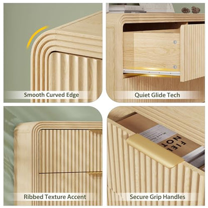 55" W Fluted 6-Drawer Dresser for Bedroom,Natural Oak, view 4