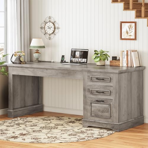 Executive Office Desk with 3 Drawers, view 4