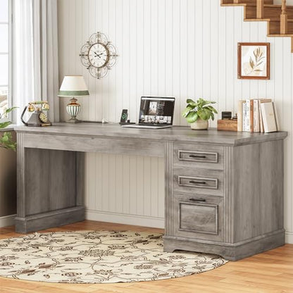 Executive Office Desk with 3 Drawers, view 4