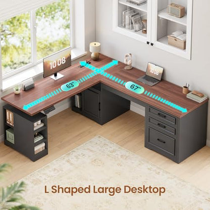 Farmhouse L Shaped Electric Standing Desk, view 6