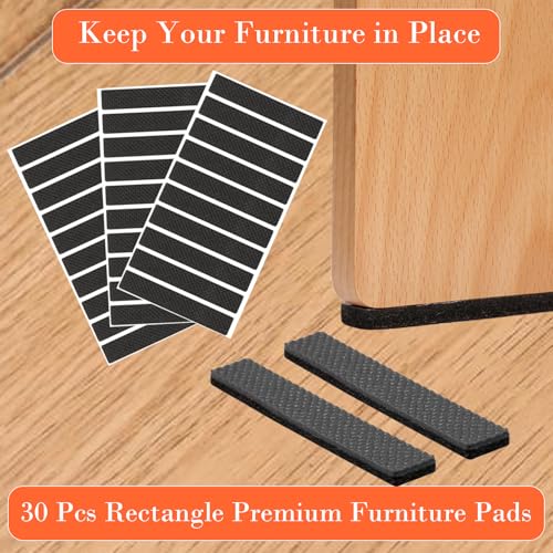 Non Slip Furniture Pads - Furniture Grippers for Hardwood Floors, 30 PCS Brown Non Skid Pads for Furniture Legs, Self Adhesive Rubber Furniture Floor Protectors - Keep Furniture in Place