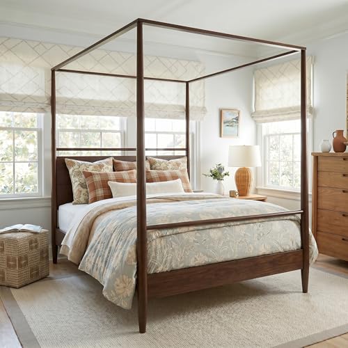 LUMISOL Canopy Bed Frame Queen, Solid Wood Canopy Bed Frame with Four Poster, view 4