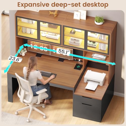 Home Office Desk with Hutch, view 6