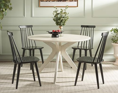 SAFAVIEH Furniture - Burris Side Chair Set of 2 - Black - Solid Wood - Modern Clean-Line Design - Ideal for Dining Room, Kitchen, Living Room, 17.7" Seat Height (AMH8511A-SET2)