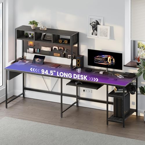 67" L Shaped Gaming Desk, Reversible Computer Desks with LED Lighting, view 3