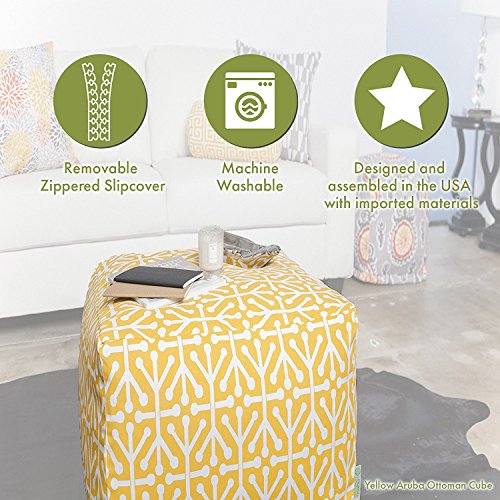 Goods Links Indoor/Outdoor Pouf Ottoman Stuffed Cube 17x17x17 Inches - Bean Bag Floor Pouf Ottoman for Foot Rest – Sitting Pouf Chair for Living Room – Nursery Pillow Ottoman - Teal