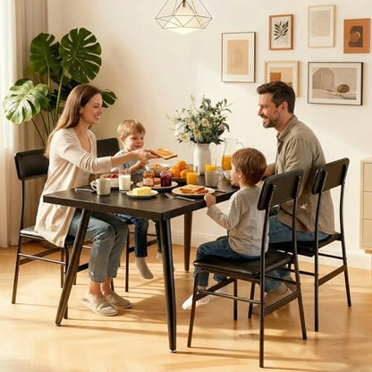 Dining Room Table Set for 4, Modern 5 Piece Kitchen Table and Chairs Set, Small Space Comedor de 4 Sillas y Mesa, Wood Top Metal Frame for Apartment, Kitchen, Living Room, Dining Room