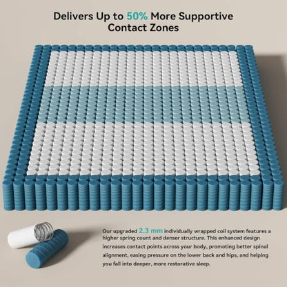 Queen 14 Inch Hybrid Mattress, Medium Firm, 7-Zone Lumbar Support in a Box, view 6