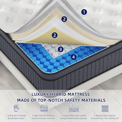 14 Inch Medium Firm King Size Mattress [Upgraded] King Hybrid Mattresses, view 4