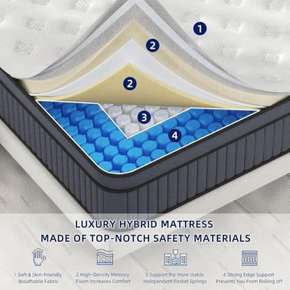 14 Inch Medium Firm King Size Mattress [Upgraded] King Hybrid Mattresses, view 4