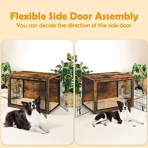 Yaheetech 40in Wooden Dog Crate Furniture w/Cushion for Medium/Large Dogs, view 5