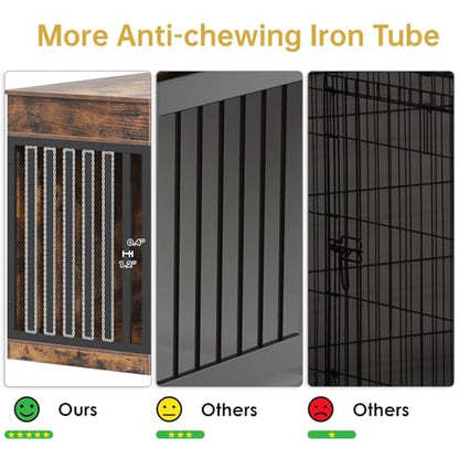 Spacesea Large Dog Crate Furniture with Sliding Barn Door, view 7