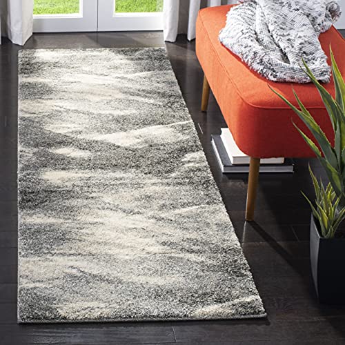 SAFAVIEH Retro Collection Runner Rug - 2'3" x 11', Grey & Ivory, Modern Abstract Design, Non-Shedding & Easy Care, Ideal for High Traffic Areas in Living Room, Bedroom (RET2891-8012)