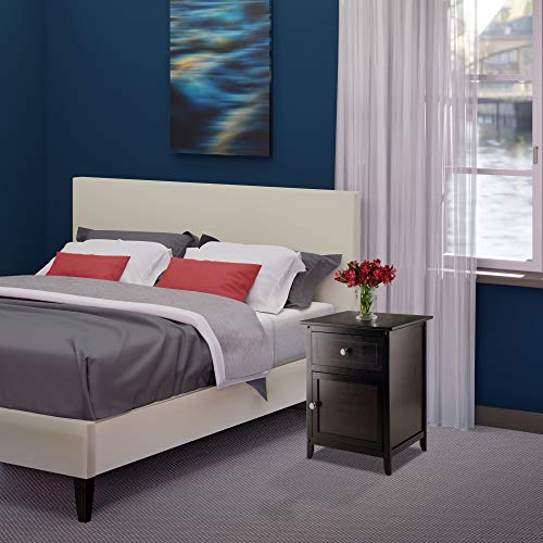 Eugene Accent Table in Espresso, Classic Small Bedside Table for Bedroom, Sturdy Nightstand with Storage, Convenient Furniture for Couch Side, Living Room, Entryway