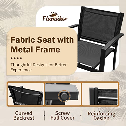 4 Pieces Outdoor Patio Furniture Textilene Modern Conversation Black Bistro Set with Loveseat Tea Table for Home, Lawn and Balcony
