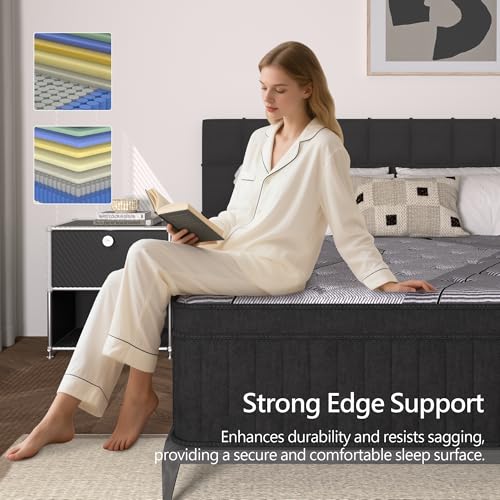 Queen Size Mattress, 12 Inch Hybrid Mattress in a Box, Medium Firm, view 6
